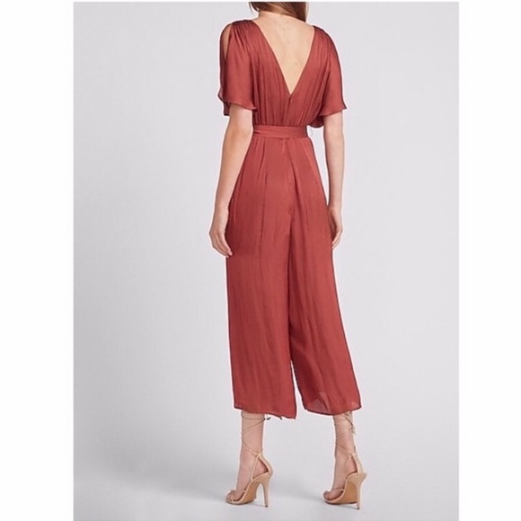 Express Satin Flutter Sleeve Culotte Jumpsuit - Picture 2 of 8